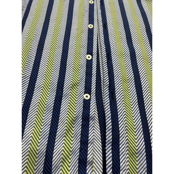 MICHAEL KORS Men’s BLUE CHEVRON STRIPED Large CASUAL Formal Dress shirt - Picture 4 of 7
